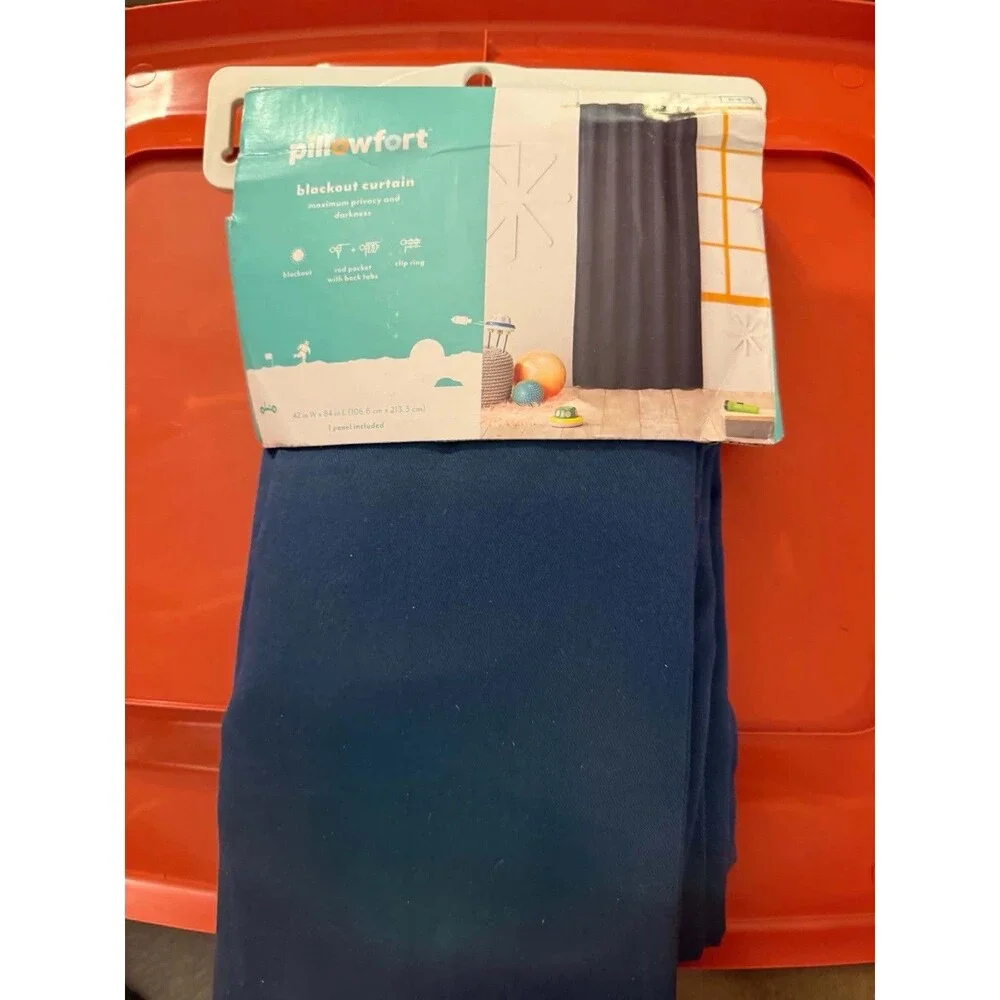 Pillowfort Navy Twill Solid Blackout Kids Curtain Panel 84